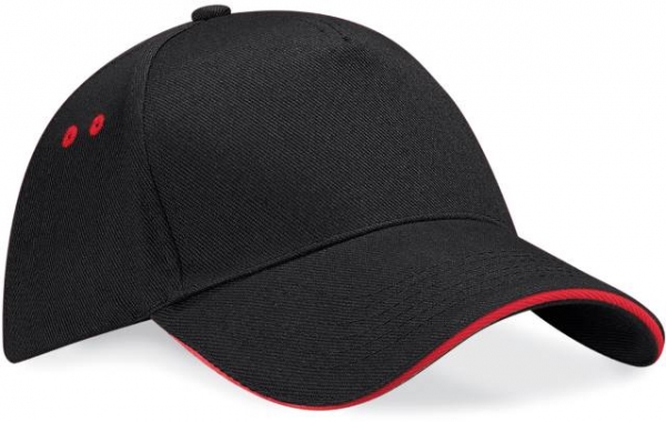 5 Panel Sandwich Kappe/Cap Schwarz/Rot